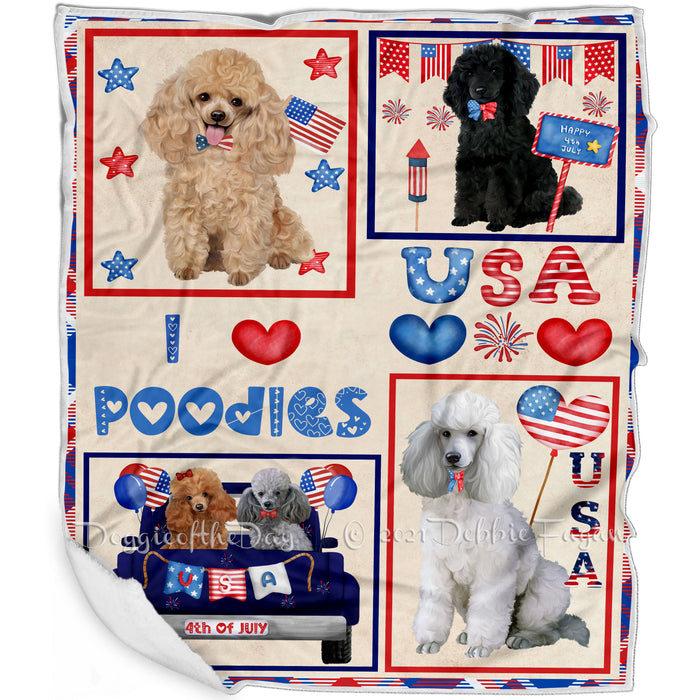 4th of July Independence Day I Love USA Poodle Dogs Blanket BLNKT143529