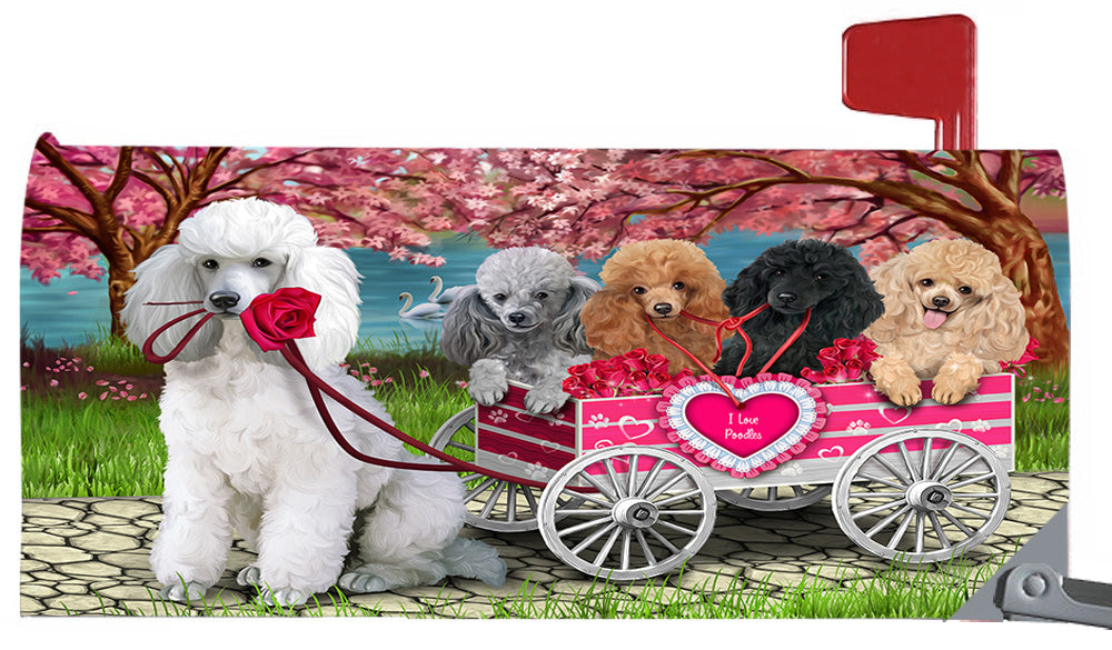 I Love Poodle Dogs in a Cart Magnetic Mailbox Cover MBC48572