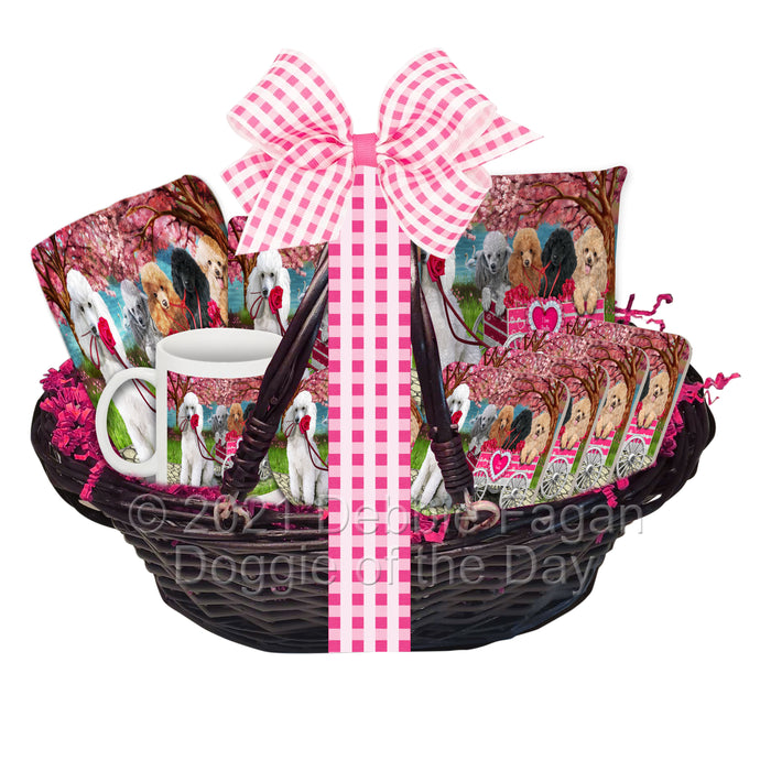 Mother's Day Gift Basket Poodle Dogs Blanket, Pillow, Coasters, Magnet, Coffee Mug and Ornament