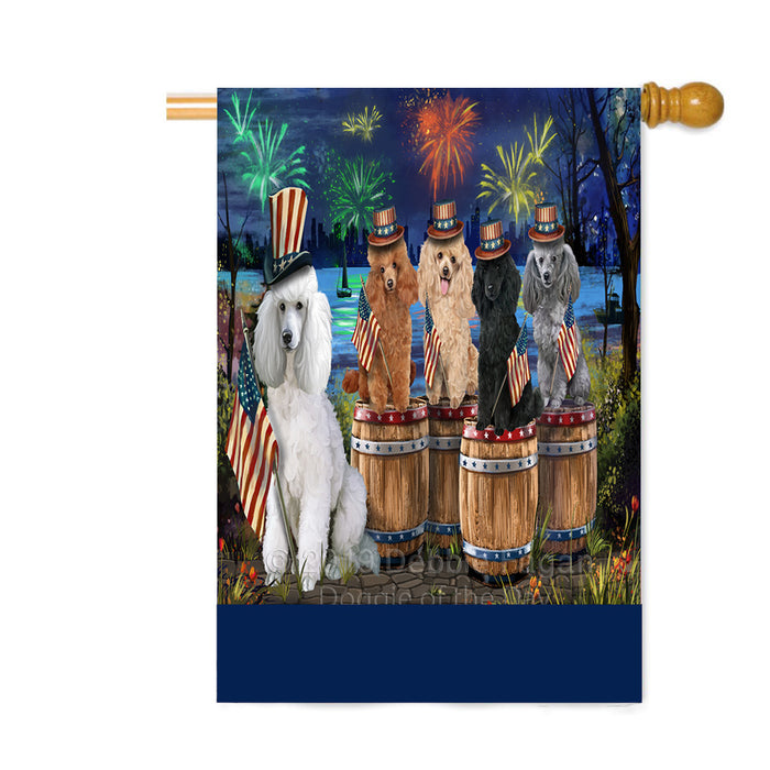 Personalized 4th of July Firework Poodle Dogs Custom House Flag FLG-DOTD-A58085