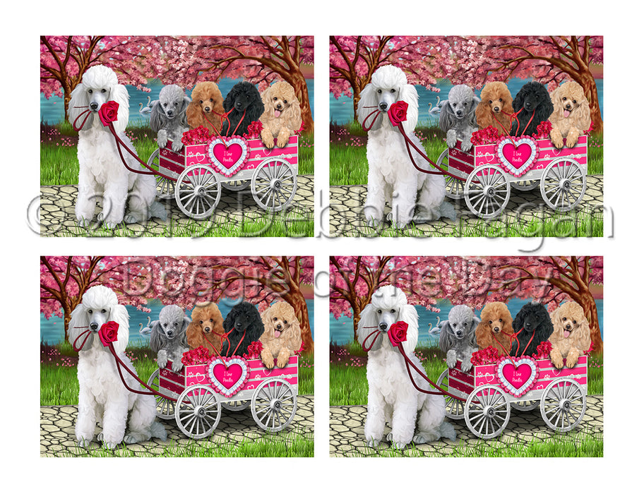 I Love Poodle Dogs in a Cart Placemat