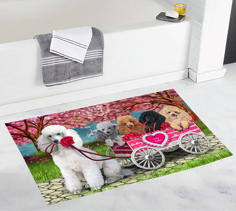 I Love Poodle Dogs in a Cart Bath Mat