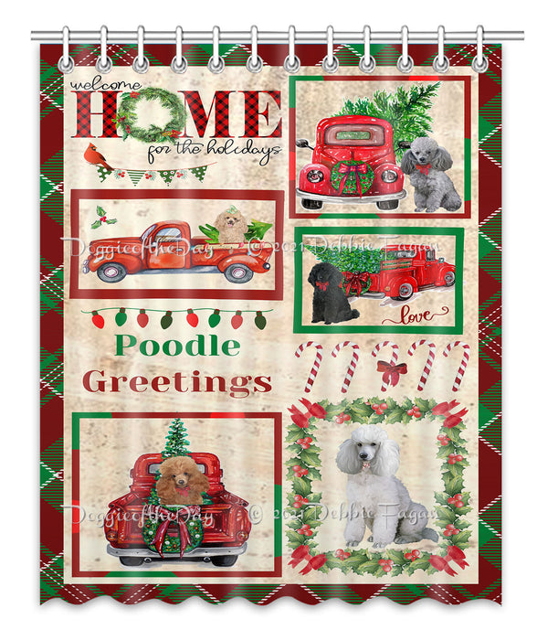 Welcome Home for Christmas Holidays Poodle Dogs Shower Curtain Bathroom Accessories Decor Bath Tub Screens