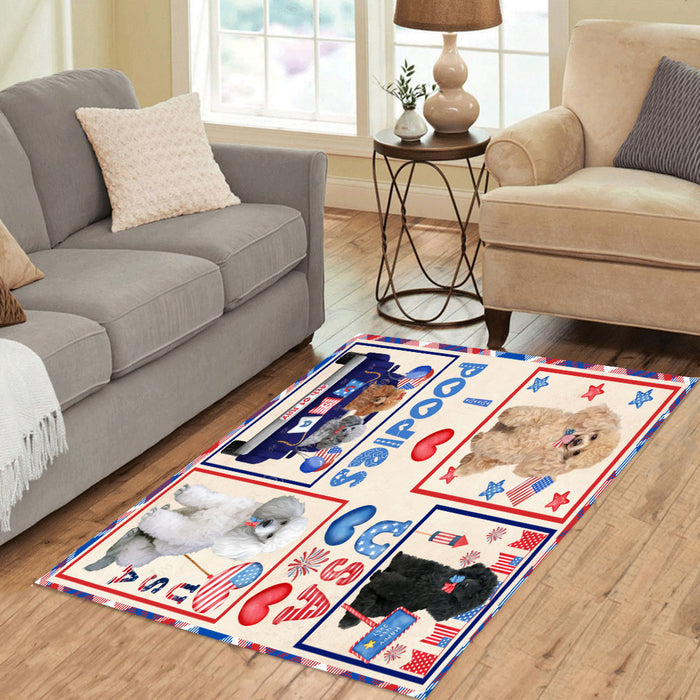 4th of July Independence Day I Love USA Poodle Dogs Area Rug - Ultra Soft Cute Pet Printed Unique Style Floor Living Room Carpet Decorative Rug for Indoor Gift for Pet Lovers