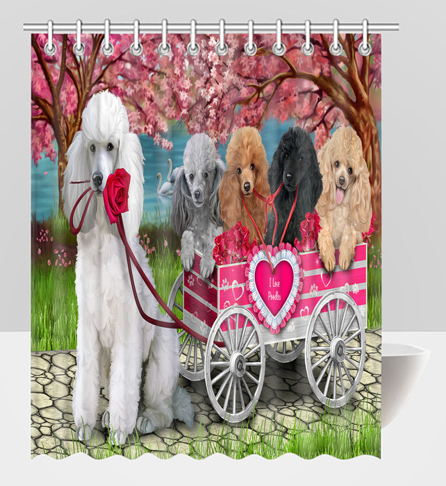 I Love Poodle Dogs in a Cart Shower Curtain
