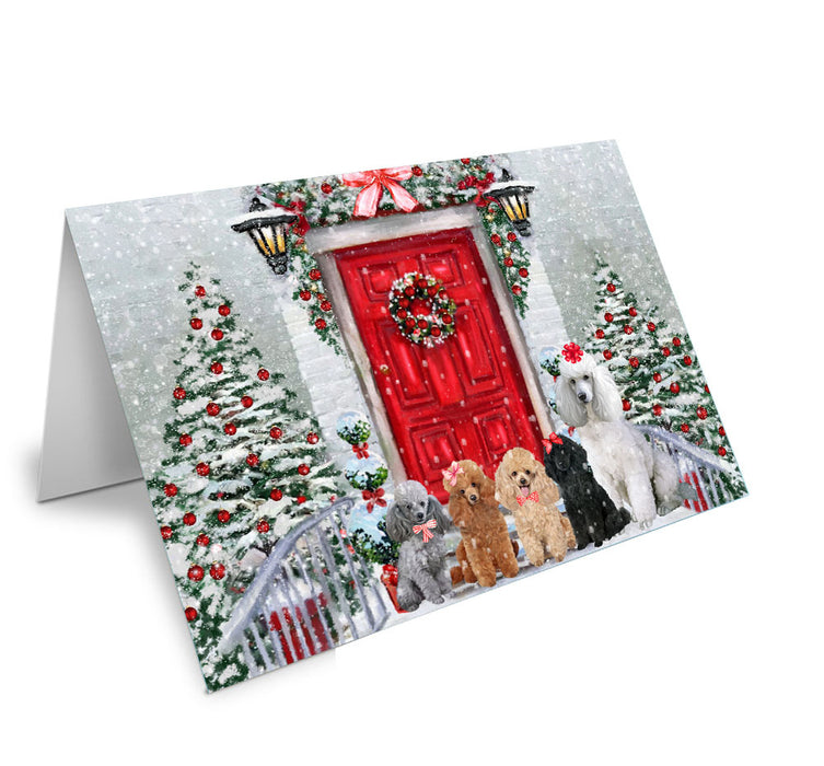 Christmas Holiday Welcome Poodle Dog Handmade Artwork Assorted Pets Greeting Cards and Note Cards with Envelopes for All Occasions and Holiday Seasons