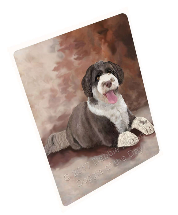 Portuguese Water Dog Art Portrait Print Woven Throw Sherpa Plush Fleece Blanket