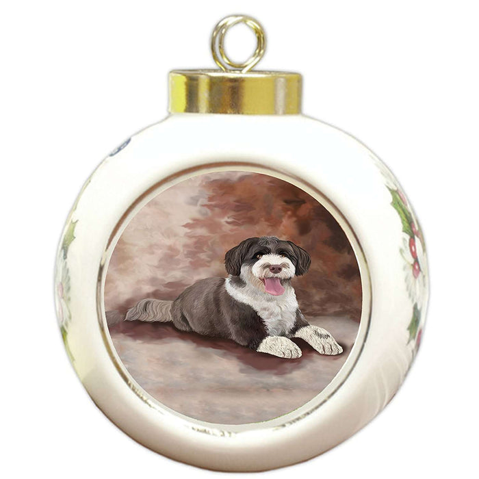Portuguese Water Dog Round Ball Christmas Ornament
