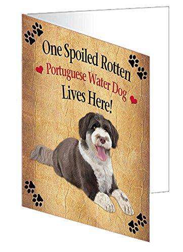 Portuguese Water Spoiled Rotten Dog Handmade Artwork Assorted Pets Greeting Cards and Note Cards with Envelopes for All Occasions and Holiday Seasons