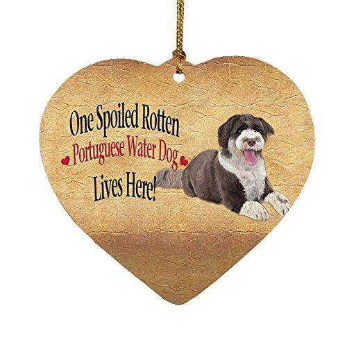 Portuguese Water Spoiled Rotten Dog Heart Christmas Ornament