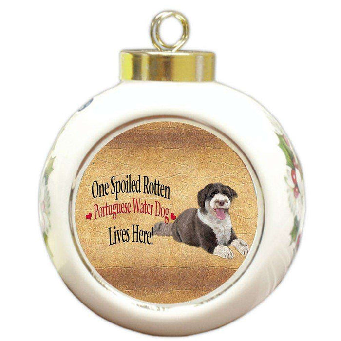 Portuguese Water Spoiled Rotten Dog Round Ball Christmas Ornament
