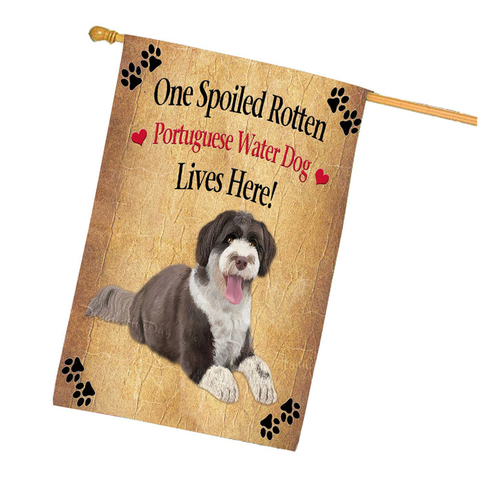 Spoiled Rotten Portuguese Water Dog House Flag Outdoor Decorative Double Sided Pet Portrait Weather Resistant Premium Quality Animal Printed Home Decorative Flags 100% Polyester FLG68439