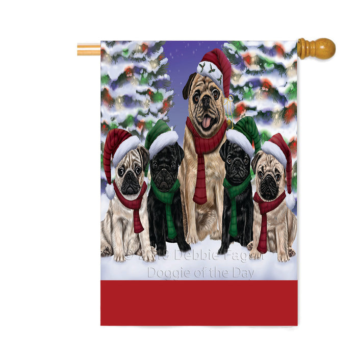 Personalized Christmas Happy Holidays Pug Dogs Family Portraits Custom House Flag FLG-DOTD-A59194