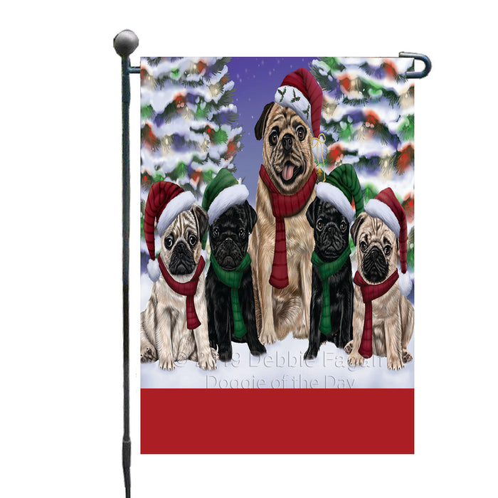 Personalized Christmas Happy Holidays Pug Dogs Family Portraits Custom Garden Flags GFLG-DOTD-A59138