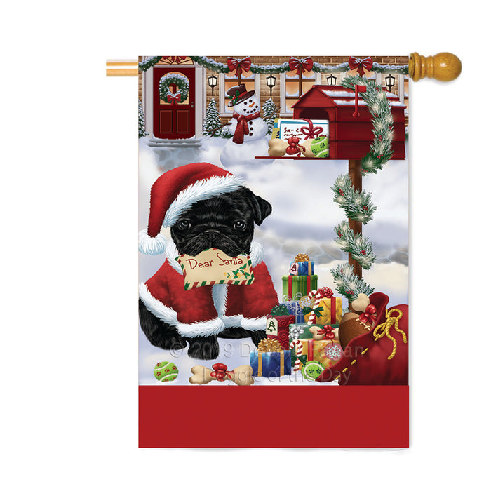 Personalized Happy Holidays Mailbox Pug Dog Christmas Custom House Flag FLG-DOTD-A60016