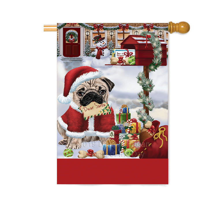 Personalized Happy Holidays Mailbox Pug Dog Christmas Custom House Flag FLG-DOTD-A60017