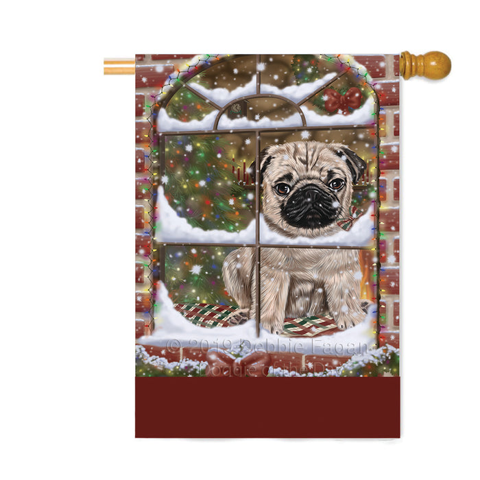 Personalized Please Come Home For Christmas Pug Dog Sitting In Window Custom House Flag FLG-DOTD-A60248