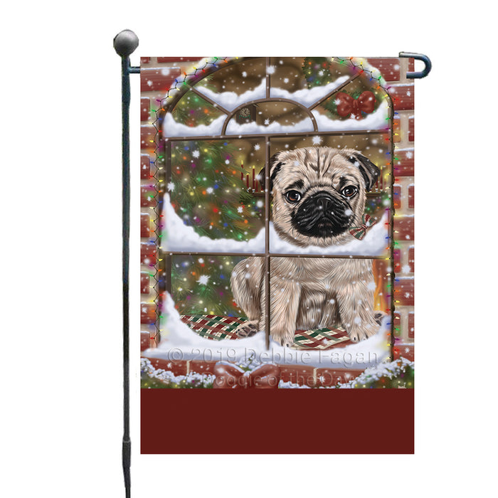 Personalized Please Come Home For Christmas Pug Dog Sitting In Window Custom Garden Flags GFLG-DOTD-A60192