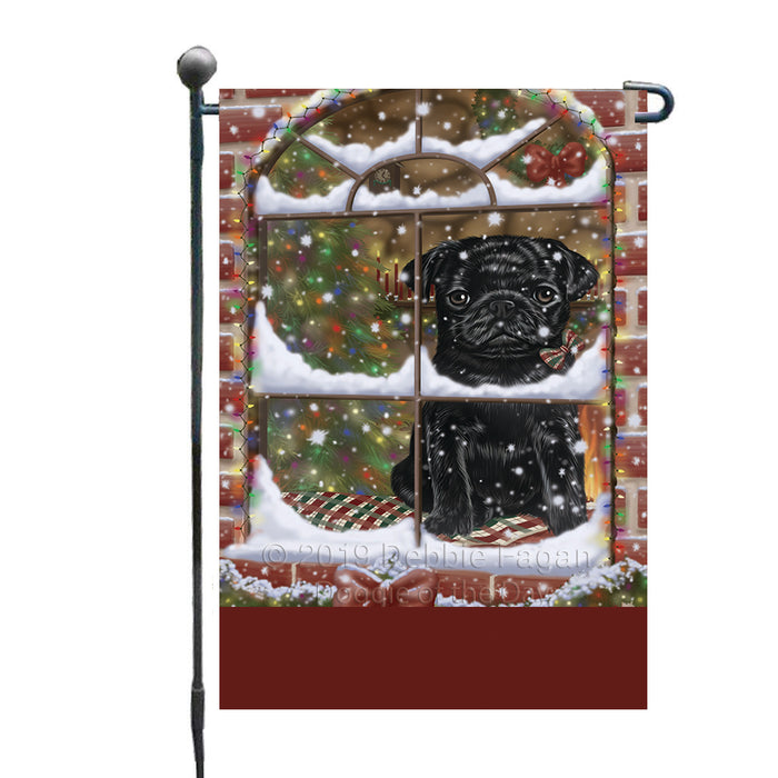 Personalized Please Come Home For Christmas Pug Dog Sitting In Window Custom Garden Flags GFLG-DOTD-A60193