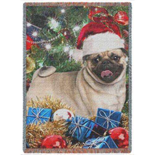 Pug Christmas Woven Throw Blanket 54 x 38