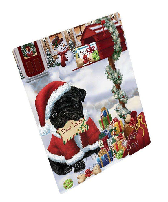 Pug Dear Santa Letter Christmas Holiday Mailbox Dog Art Portrait Print Woven Throw Sherpa Plush Fleece Blanket