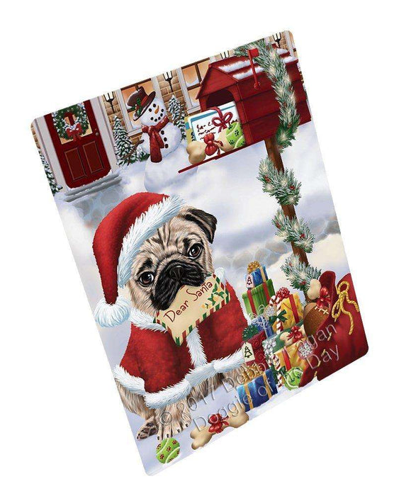 Pug Dear Santa Letter Christmas Holiday Mailbox Dog Art Portrait Print Woven Throw Sherpa Plush Fleece Blanket