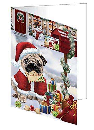 Pug Dear Santa Letter Christmas Holiday Mailbox Dog Handmade Artwork Assorted Pets Greeting Cards and Note Cards with Envelopes for All Occasions and Holiday Seasons