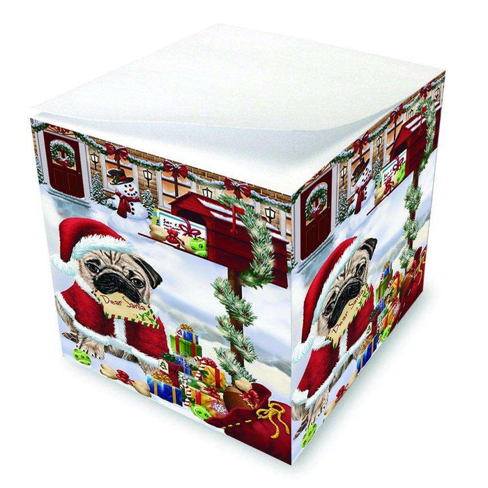 Pug Dear Santa Letter Christmas Holiday Mailbox Dog Note Cube D102