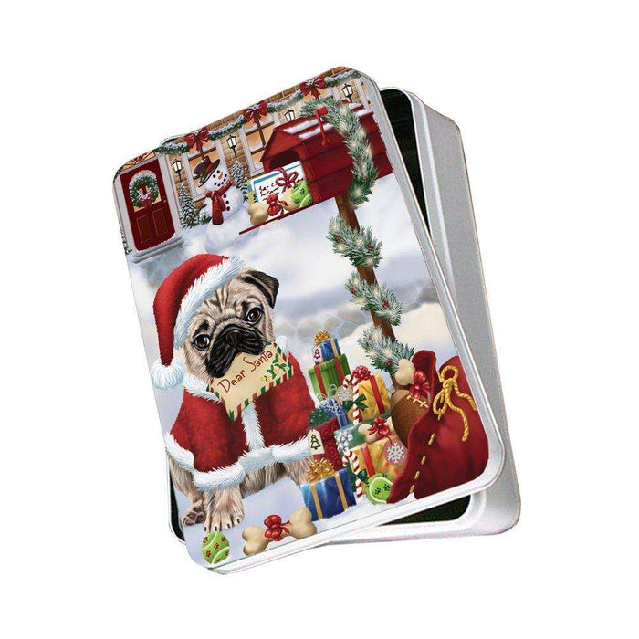Pug Dear Santa Letter Christmas Holiday Mailbox Dog Photo Storage Tin
