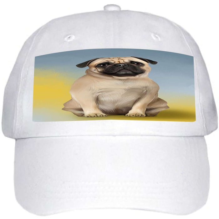 Pug Dog Ball Hat Cap HAT48786 (White)