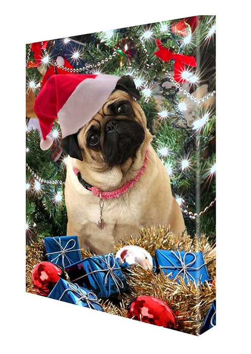 Pug Dog Christmas Canvas 18 x 24