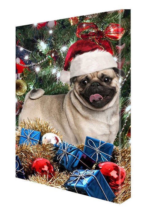 Pug Dog Christmas Canvas 18 x 24