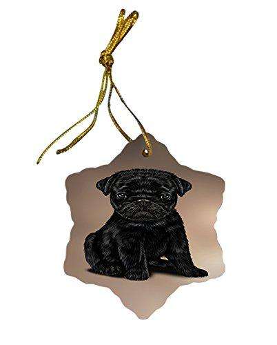 Pug Dog Christmas Snowflake Ceramic Ornament