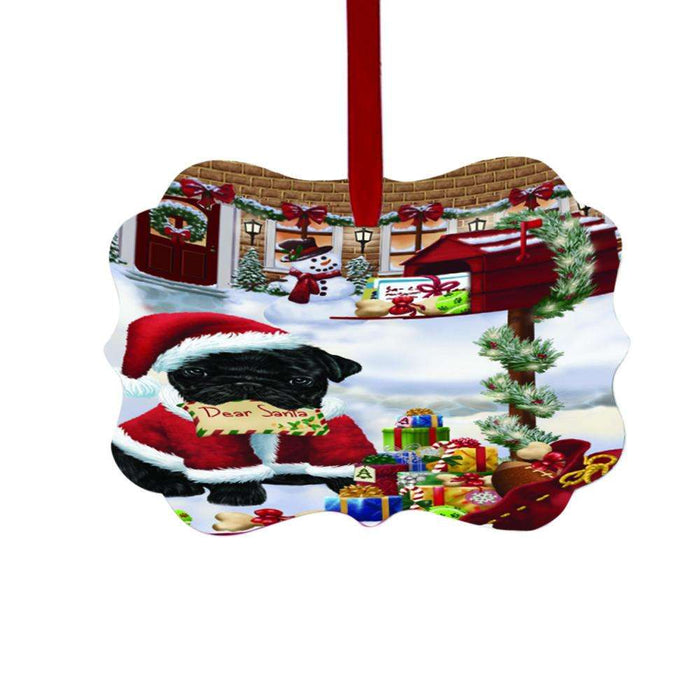 Pug Dog Dear Santa Letter Christmas Holiday Mailbox Double-Sided Photo Benelux Christmas Ornament LOR49072