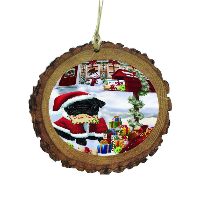 Pug Dog Dear Santa Letter Christmas Holiday Mailbox Wooden Christmas Ornament WOR49072