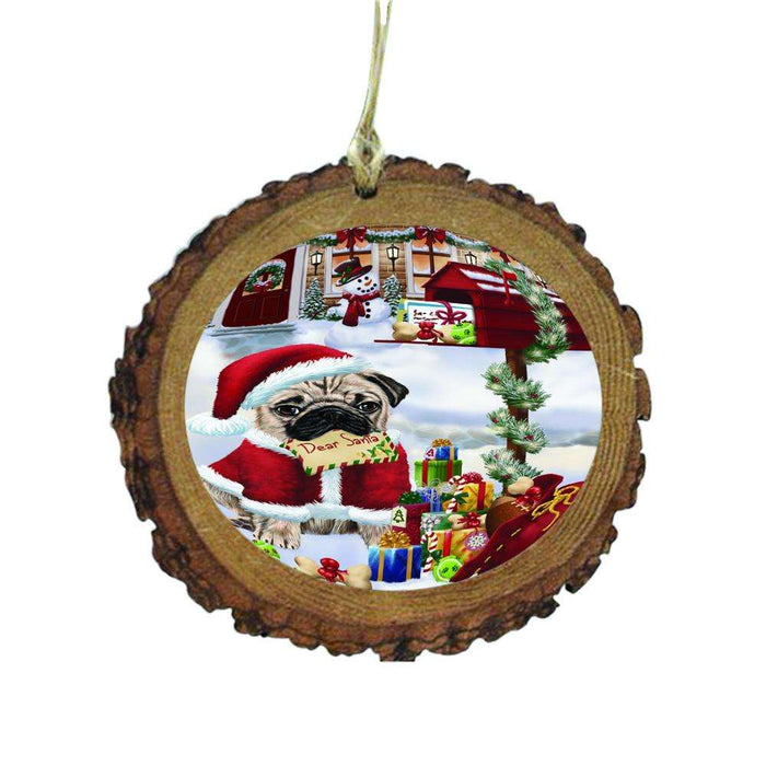 Pug Dog Dear Santa Letter Christmas Holiday Mailbox Wooden Christmas Ornament WOR49073