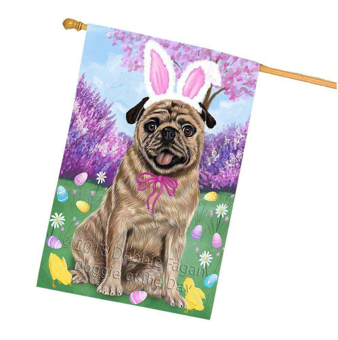 Pug Dog Easter Holiday House Flag FLG49321