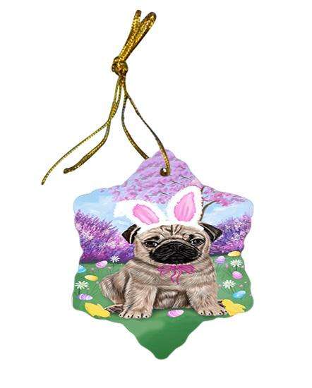 Pug Dog Easter Holiday Star Porcelain Ornament SPOR49216