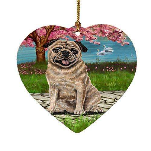 Pug Dog Heart Christmas Ornament
