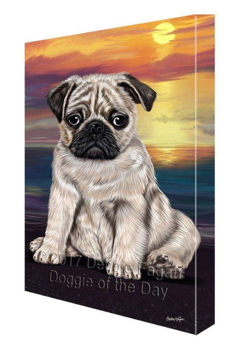 Pug Dog Painting Printed on Canvas Wall Art Signed