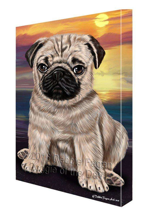 Pug Dog Painting Printed on Canvas Wall Art