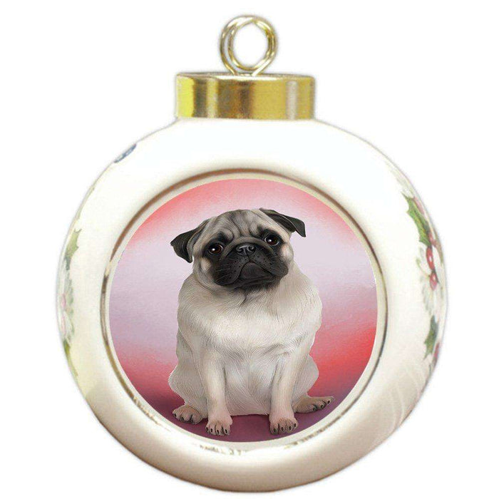 Pug Dog Round Ball Christmas Ornament RBPOR48352