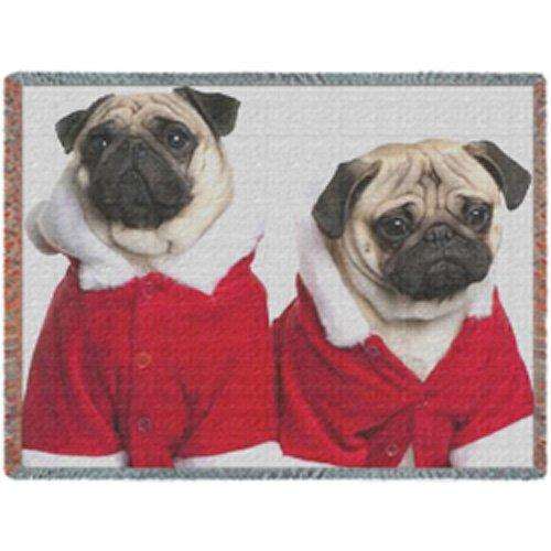 Pug Dogs Christmas Holiday Throw Blanket 54x38