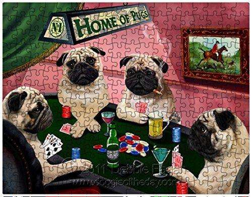 Pug Dogs Playing Poker 500 Pc. Puzzle with Photo Tin