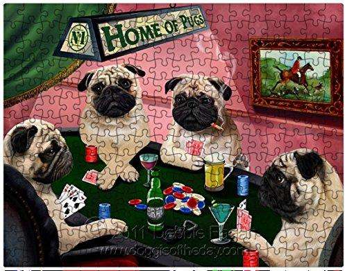 Pug Puzzle 300 Pc. with Photo Tin Four Dogs Playing Poker