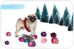 Pug Tempered Large Cutting Board Christmas