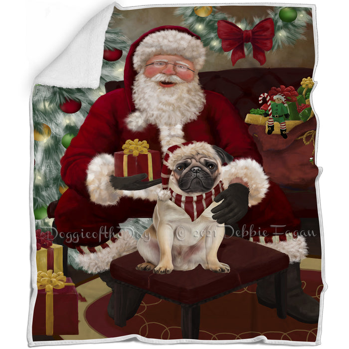 Santa's Christmas Surprise Pug Dog Blanket BLNKT142373