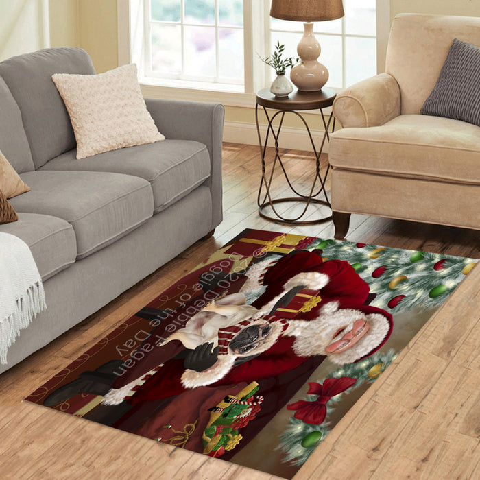 Santa's Christmas Surprise Pug Dog Polyester Living Room Carpet Area Rug ARUG67755