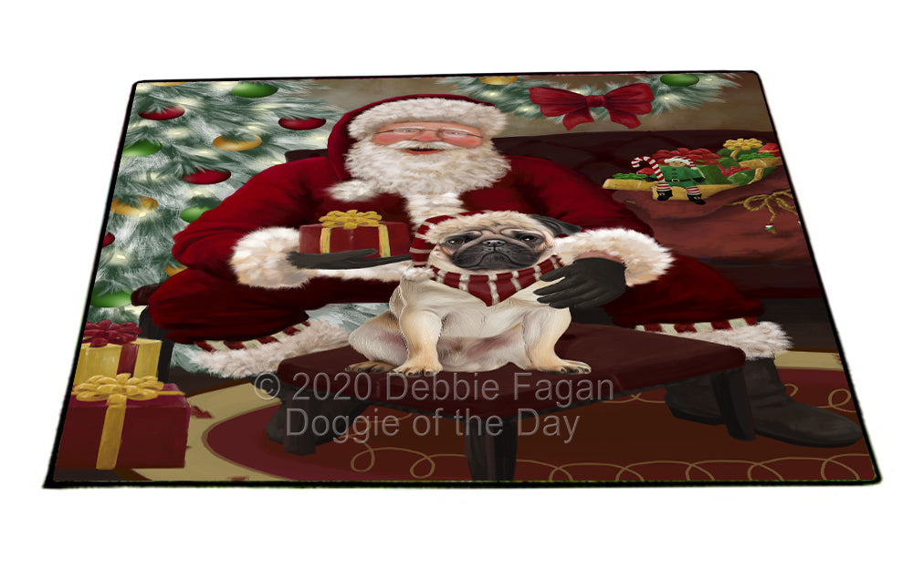 Santa's Christmas Surprise Pug Dog Indoor/Outdoor Welcome Floormat - Premium Quality Washable Anti-Slip Doormat Rug FLMS57544