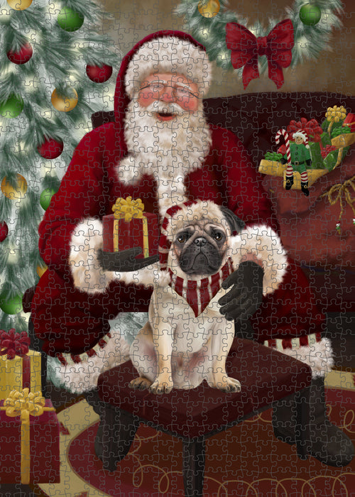 Santa's Christmas Surprise Pug Dog Puzzle with Photo Tin PUZL100928